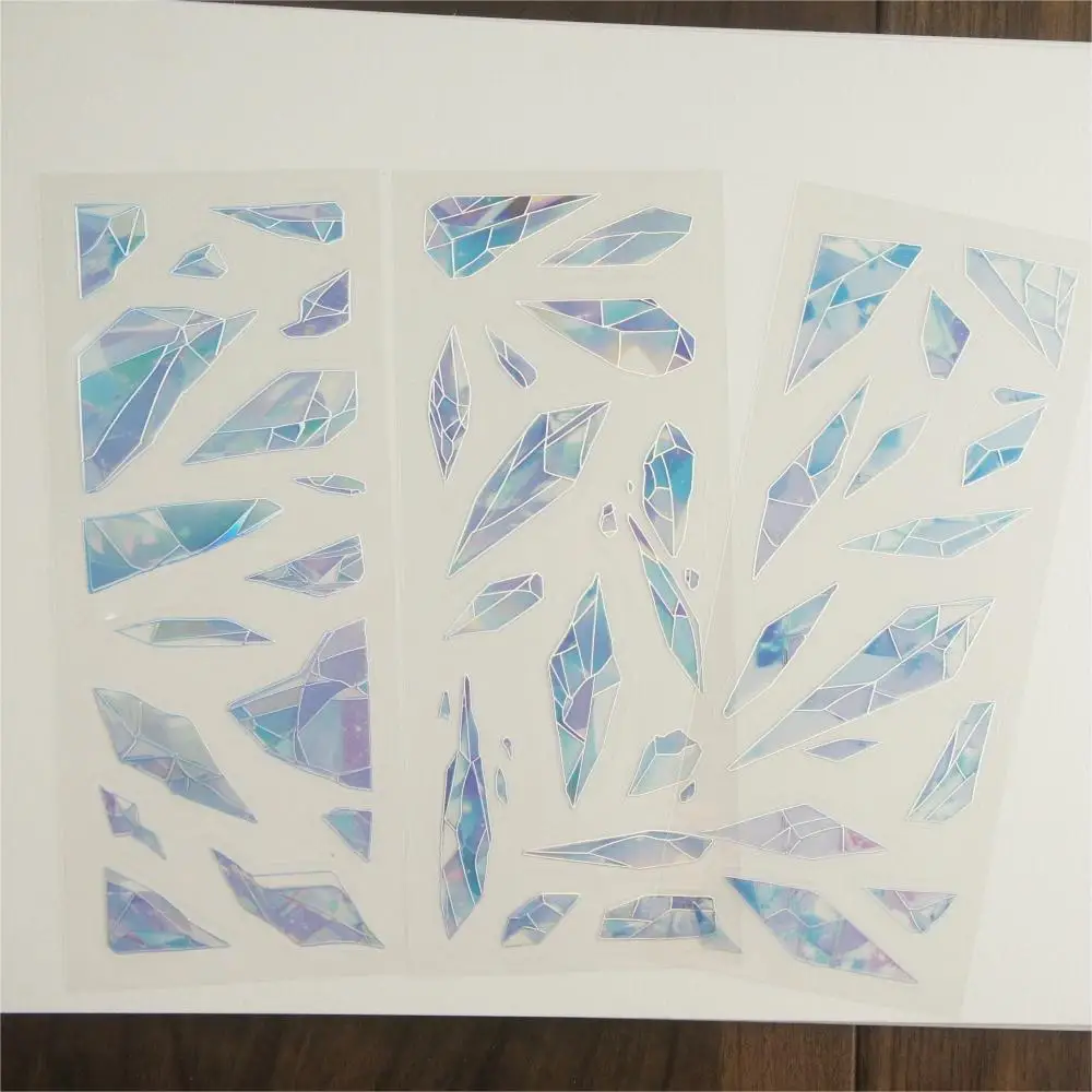 

3 Sheets Silver Line Colored Glass Fragments PVC Sticker Gift Tag Birthday Wedding Gift Decoration Scrapbooking DIY Sticker