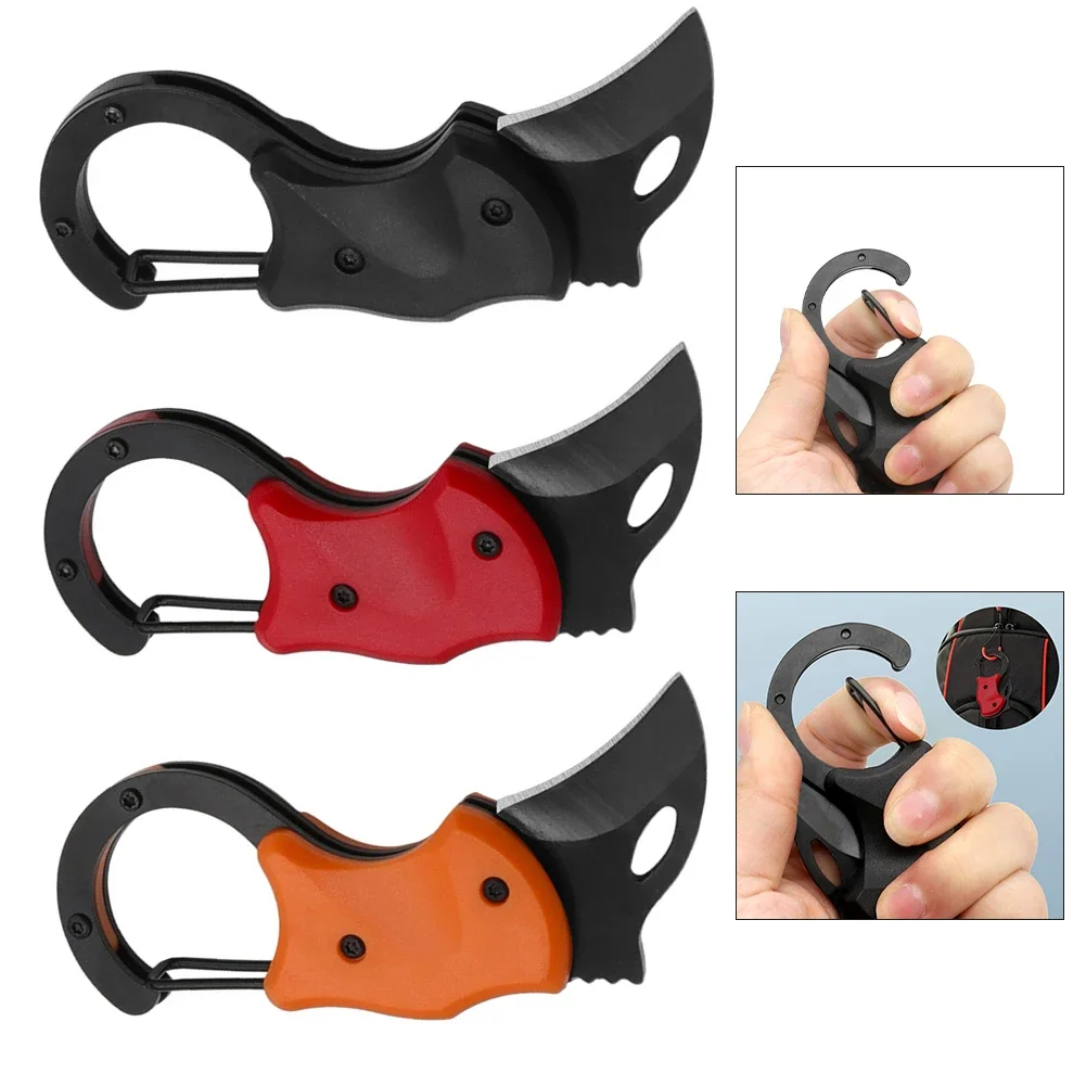 

1Pc Small Knife Outdoor Pocket Cutter Carabiner Cutters Mini Portable Self-defense Folding knife Carry Courier Open Box Keychain