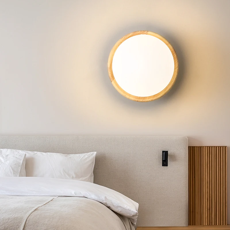 Beige Log Warm LED Wall Lamp Simple White Living Room Luminous Indoor Lighting Nordic Style Bedroom Stair AC110-220V Light 2024 image 2