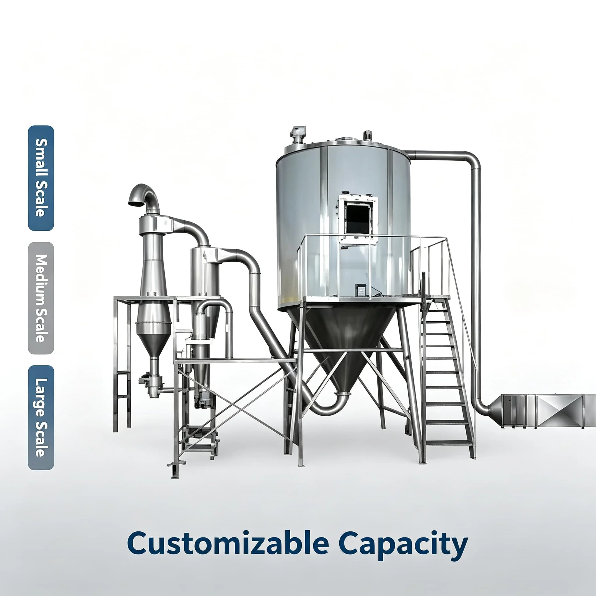 Steam Heating Spray Drying System Starch and Cereal Powder Spray Dryer Customizable