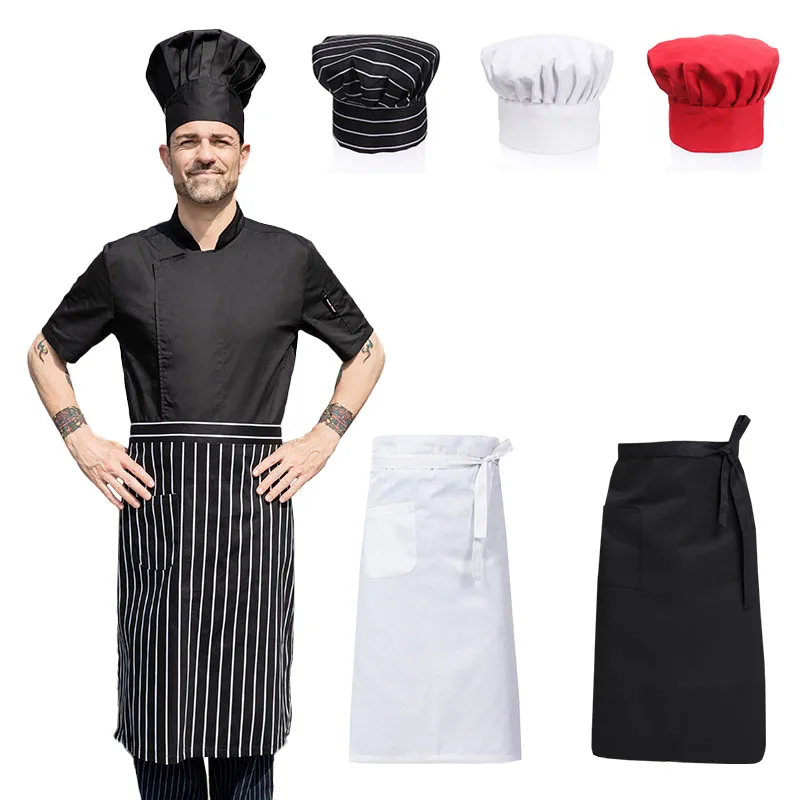 Uniforme de Chef de manga corta para restaurante, camisa de camarero de Hotel, transpirable, Catering, cocina, chaqueta de cocinero de alta gama, tres piezas, Verano