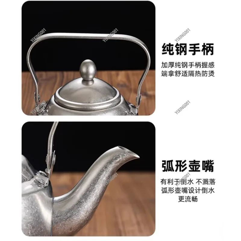 Stainless Steel Portable Teapot with Handle Removable Infuser Loose Leaf Tea Kitchen Dining Accessory