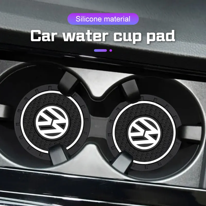 2pcs Car Cup Holder Mat Leather Water Coaster Pad For VW Volkswagen VW ID3 ID4 Golf 7 8 MK8 T-cross Passat B8 Tiguan Jetta Skoda view 6