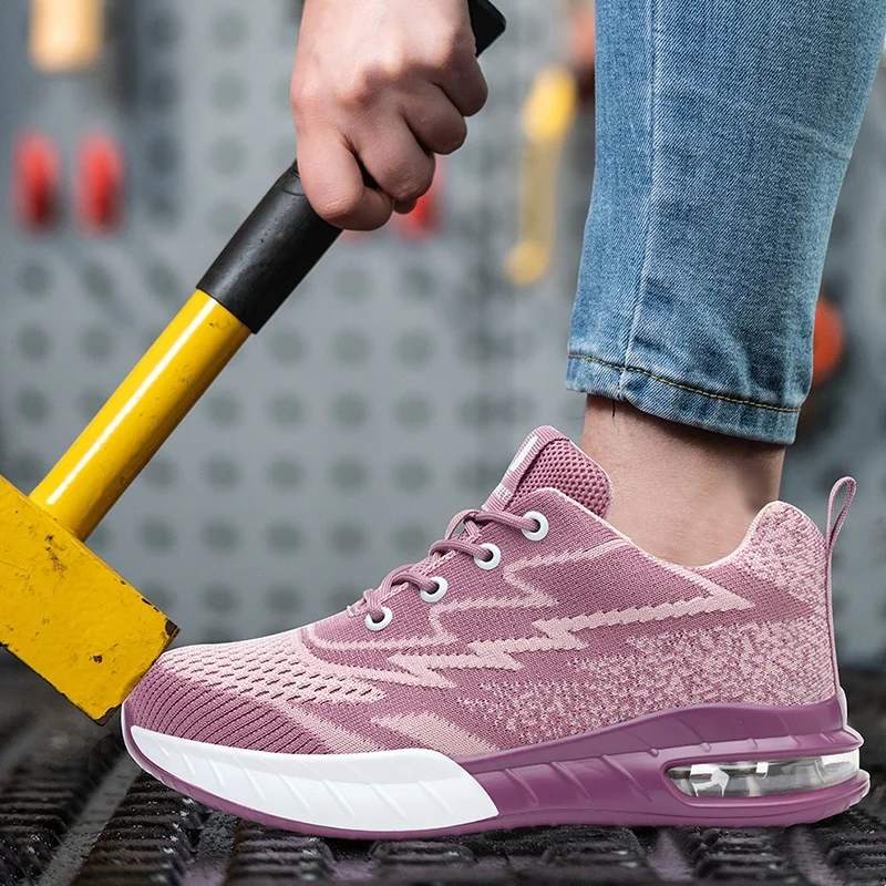 women casual steel toe covers working safety shoes worker security boots air cushion safe sneakers summer footwear protection