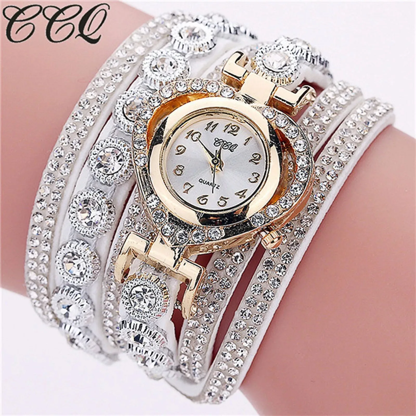Gorgeous Women'S Diamond Inlaid Watch Retro Sparkling Crystal Bracelet Multiple Exquisite Dials Simulated Quartz Watch For Women view 3