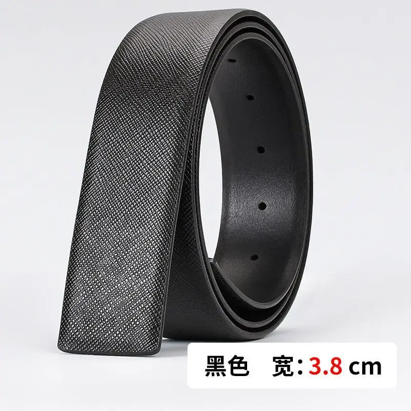 Luxury Cross-Grain Leather Belt Strap, Double-Sided, 8-Buckle Hardware, No Buckle, Custom Made3.8CM3.4CM3.2CM3.0CM