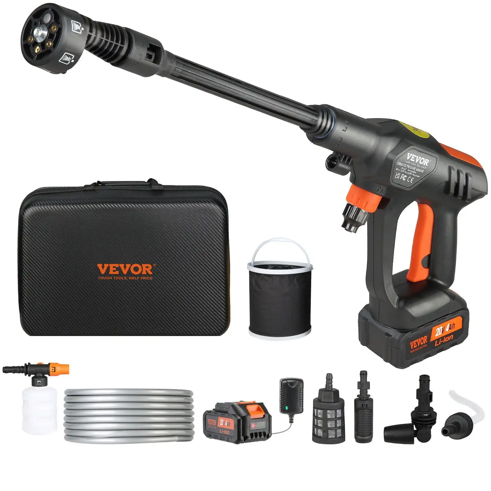 Cordless Pressure Washer, 652-PSI 1.1 GPM Portable Power Cleaner, Handheld High-Pressure Car Washer Gun  Watering