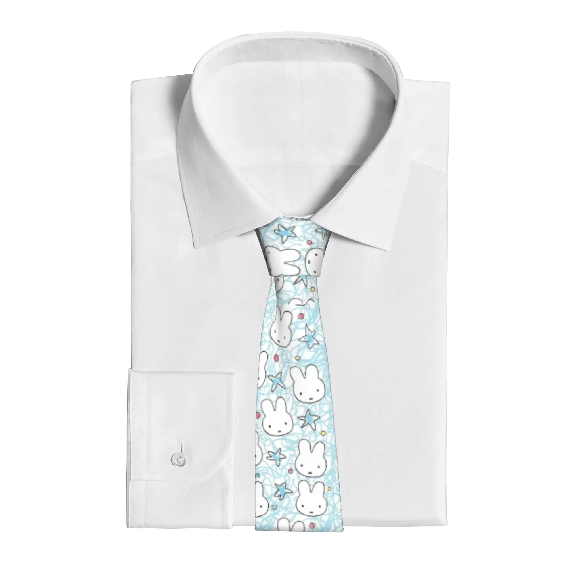 Cartoon Miffyy Cute Bunny  Neckties Unisex Polyester 8 cm  Neck Tie for Men Casual Wide Daily Wear Cravat Wedding Office