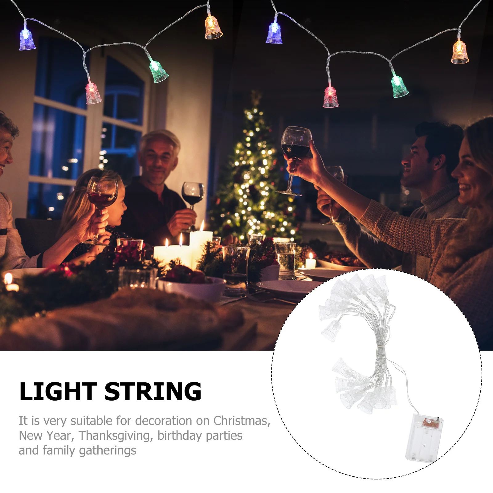 

1pcs Led Cutout Bell String Light Christmas Festival Home Garden Party Decor Lamp String Indoor Outdoor Decoration