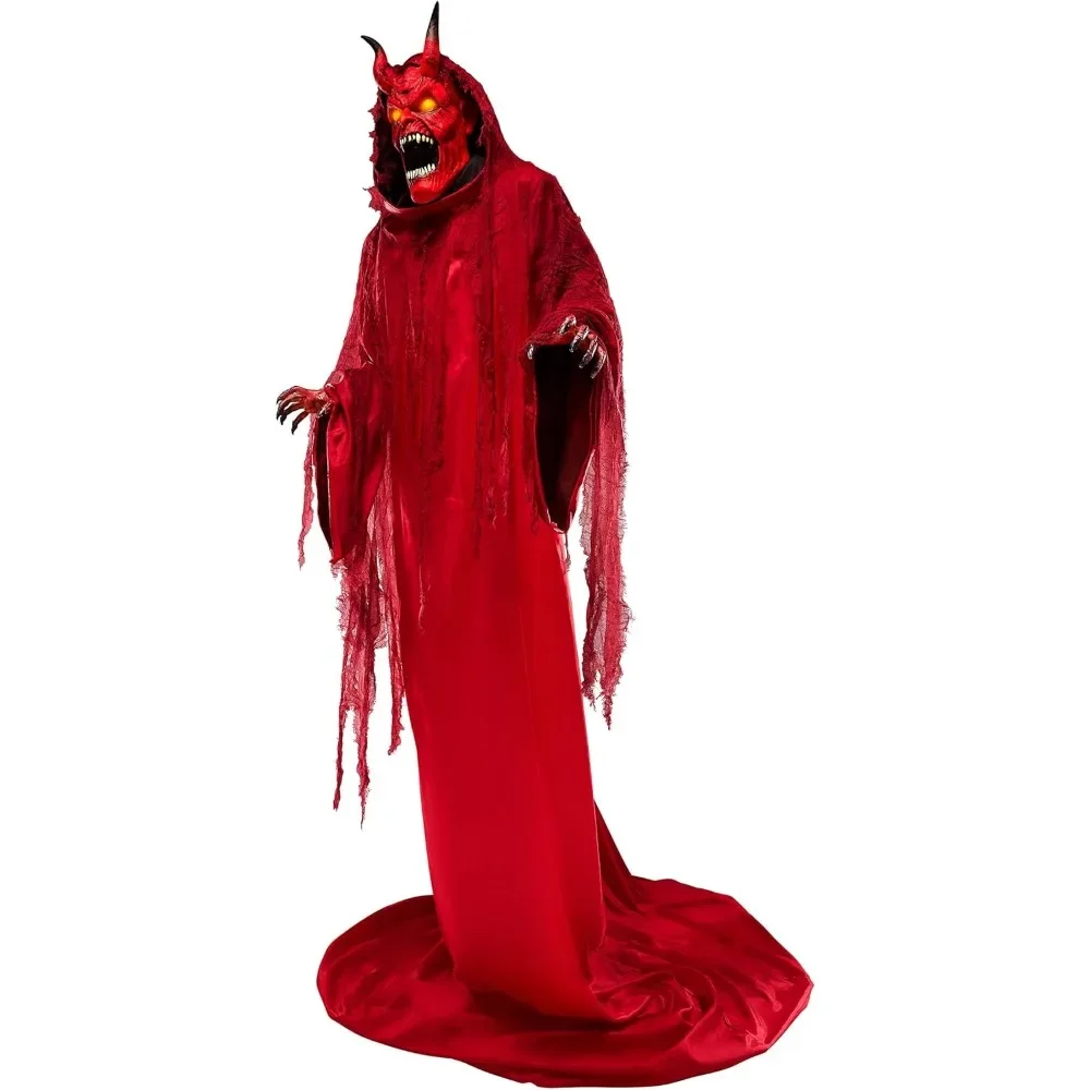 4.9 Ft Hell Spawn Animatronic Animated Decoration Body Extends Light Up LED Eyes Speaks Phrases