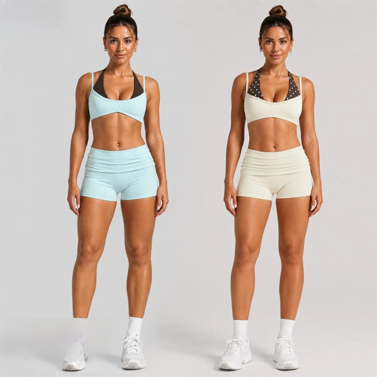 Women Halter Neck Backless Yoga Set Sports Bra Quick Dry Running Shorts Workout Outfit Gym Clothes Set