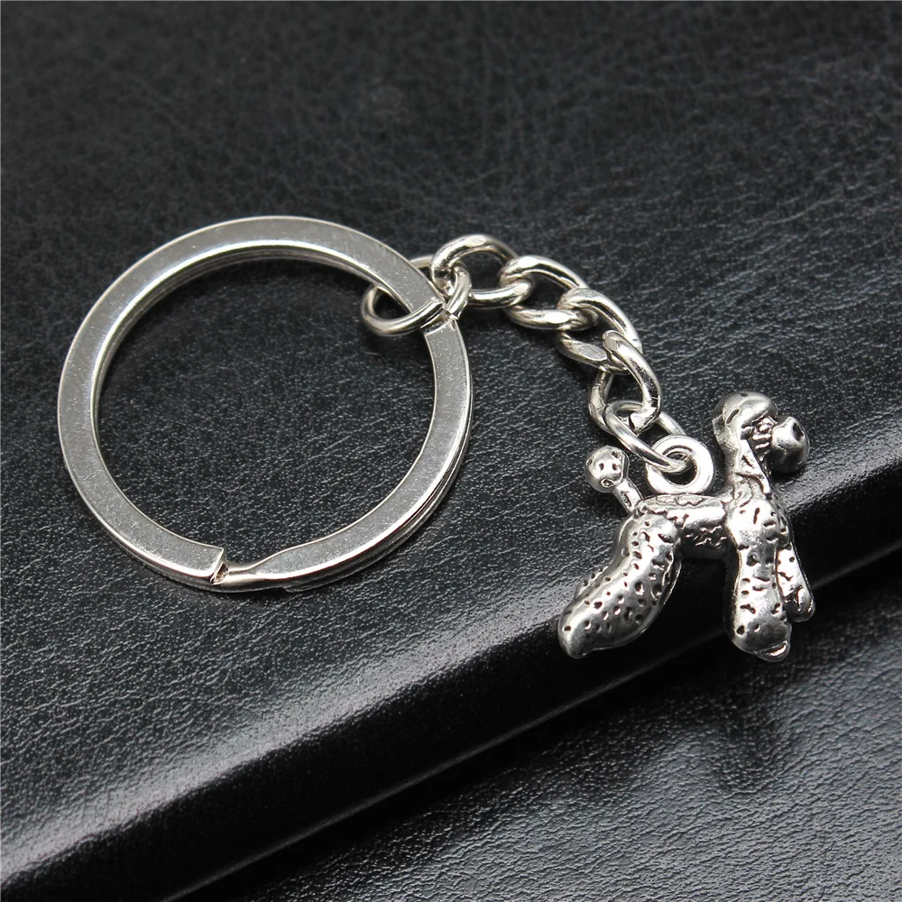 Keychain Holder Dropshipping Vintage Handmade Antique Silver Color 21x18mm Poodle Dog Pendant Keyring