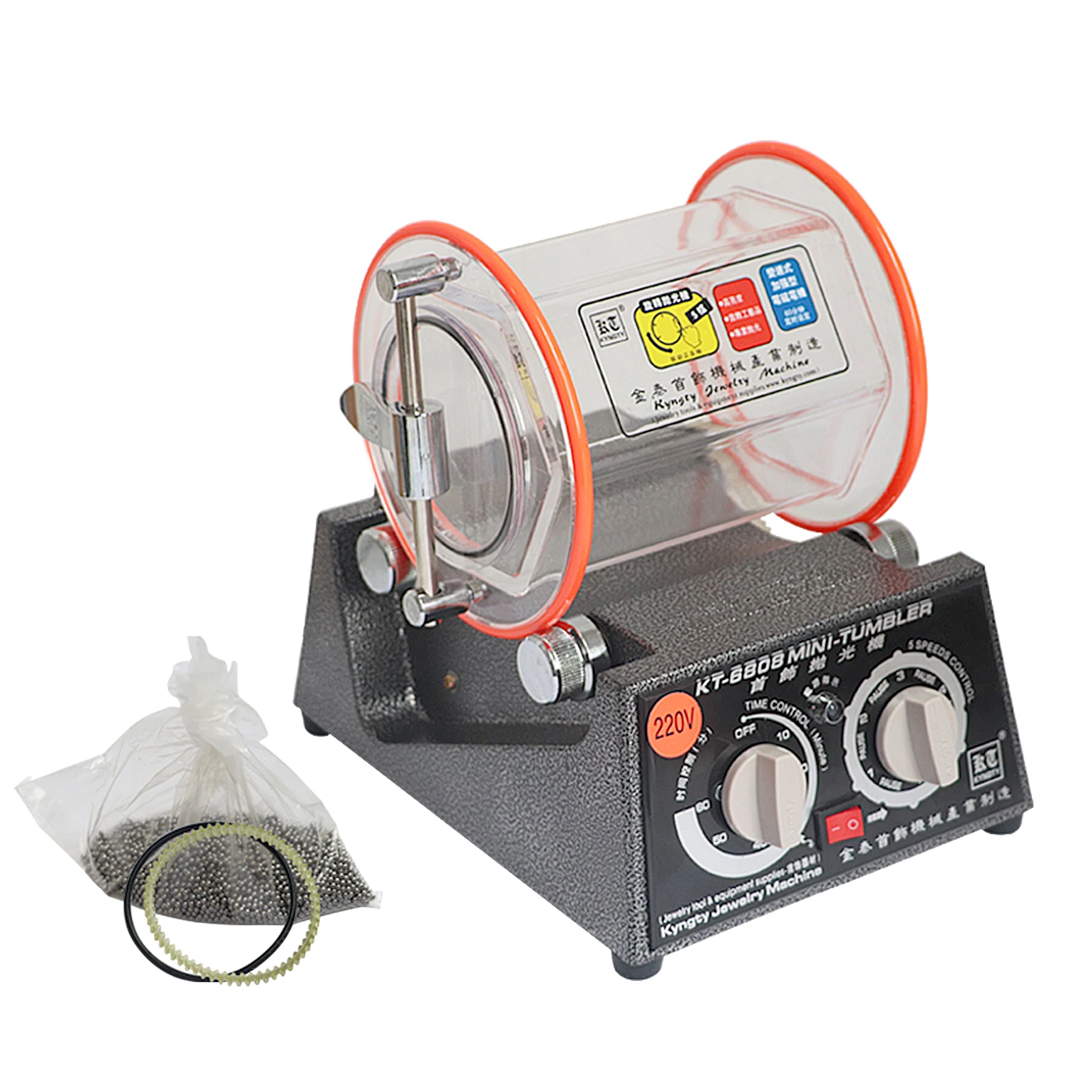 

KT-6808 Jewelry Polishing Machine, Rotary Barrel Metal Polishing Machine for Gold/Silver/Brass, High-Quality Finishing Equipment