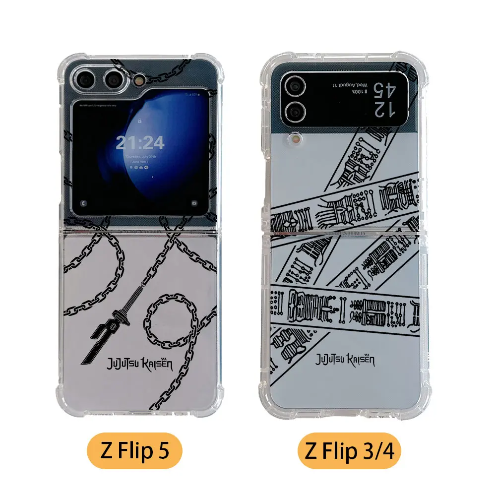Anime Jujutsus Kaisens Label Phone Case for Samsung Galaxy Z Flip 3 4 Z Flip 5 6 Z Fold 4 5G PC Soft Anti-fall Back Cover