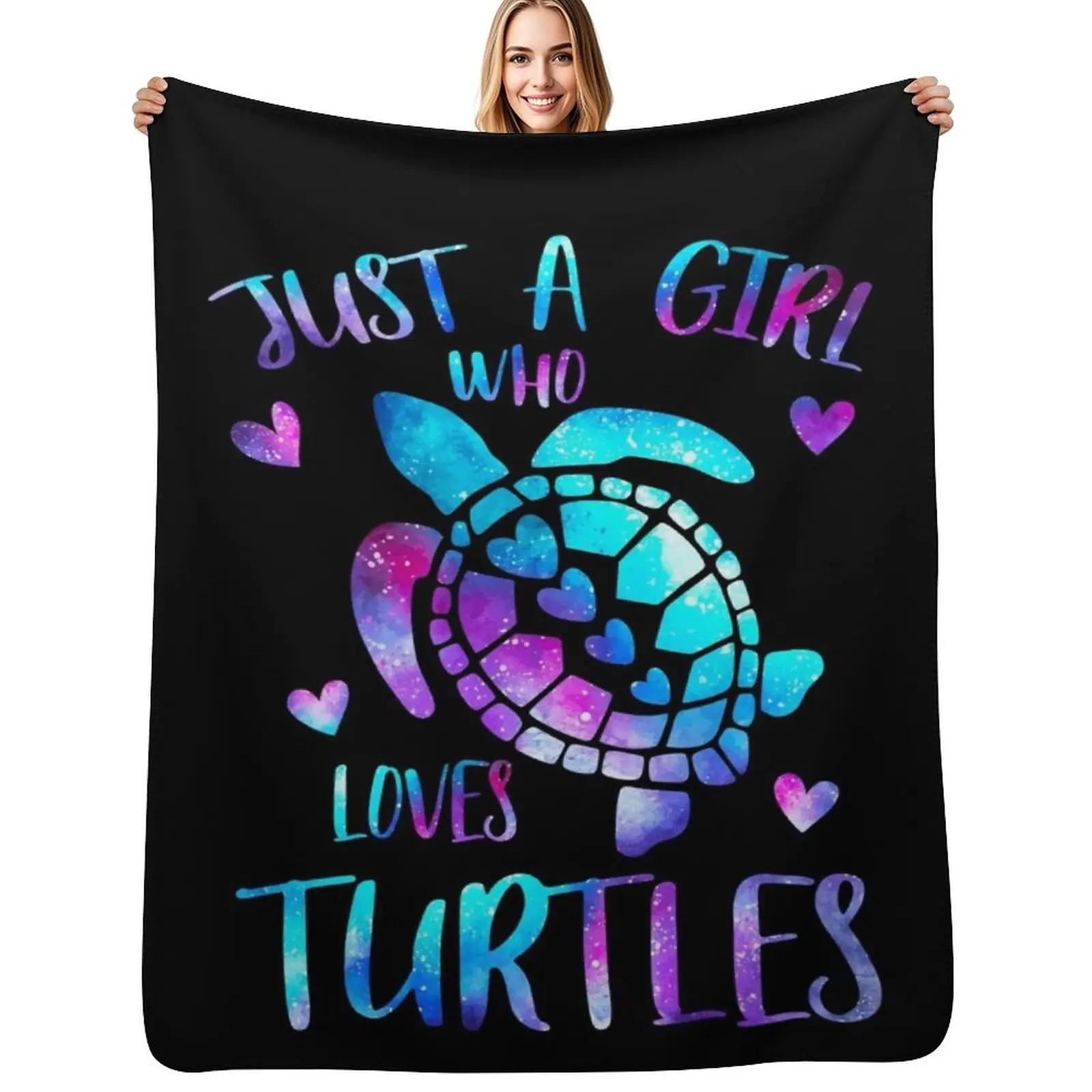 Just a girl who loves Turtles Galaxy Throw Blanket Warm Throw Blanket Gift for Anniversary