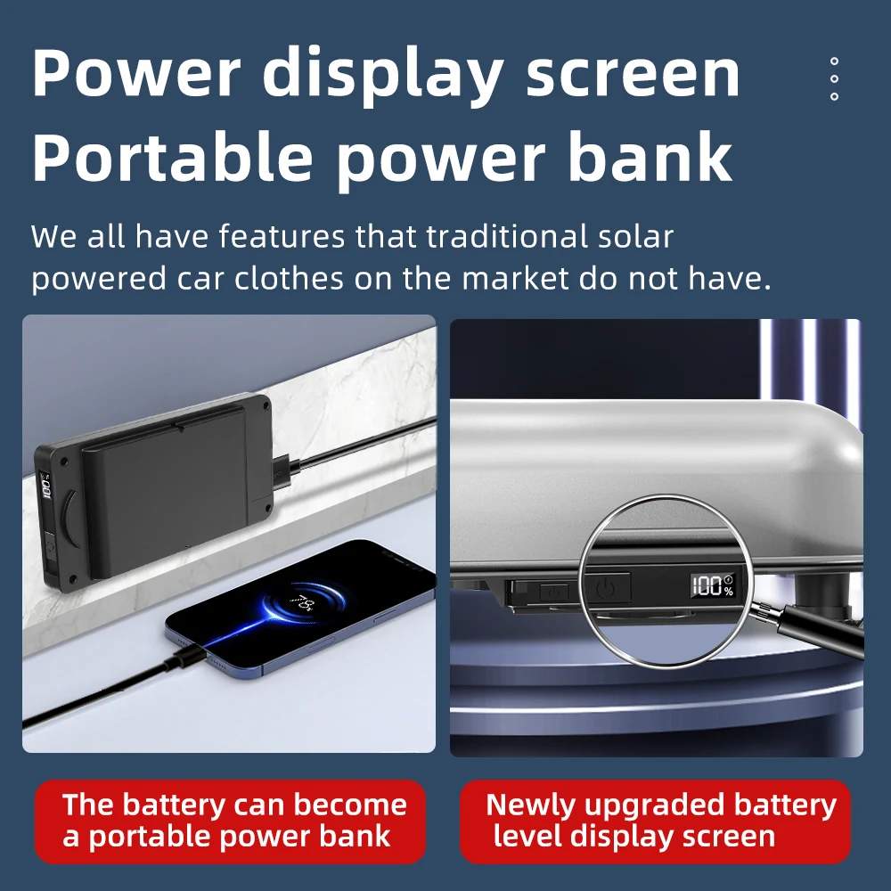 Full Coverage Solar Powered Car Cover Waterproof UV Resistant Auto Remote Control