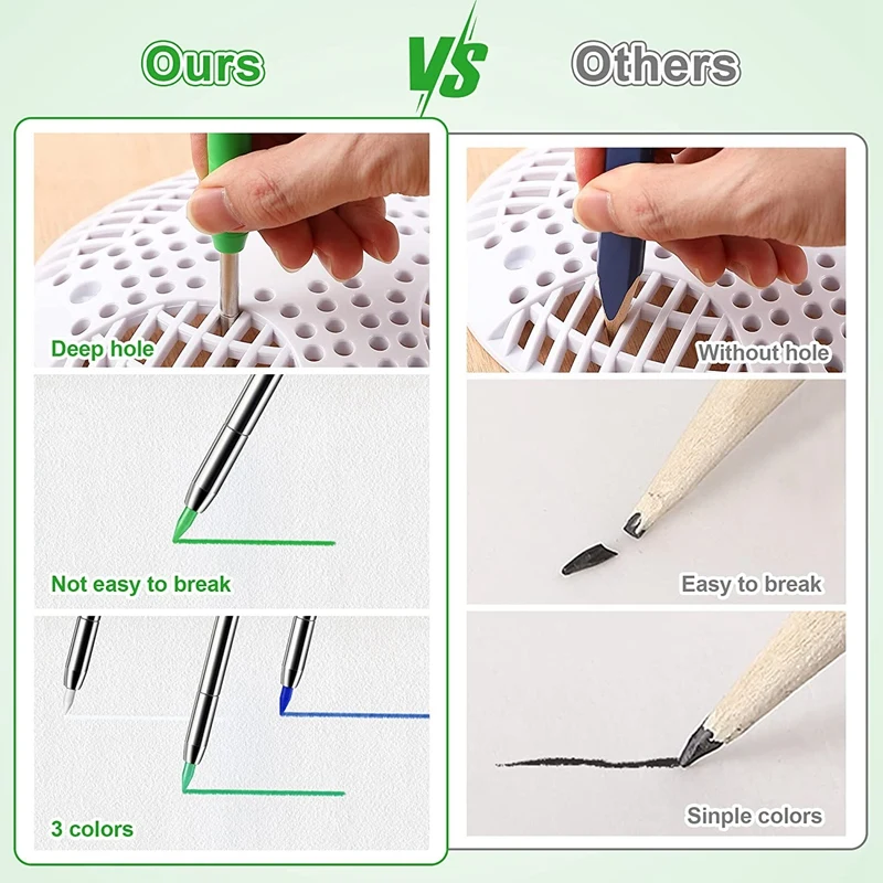 24Piece Solid Carpenter Pencil Refills 2.8 Mm Woodworking Pencil Refills For Deep Hole Mechanical Pencil Marker