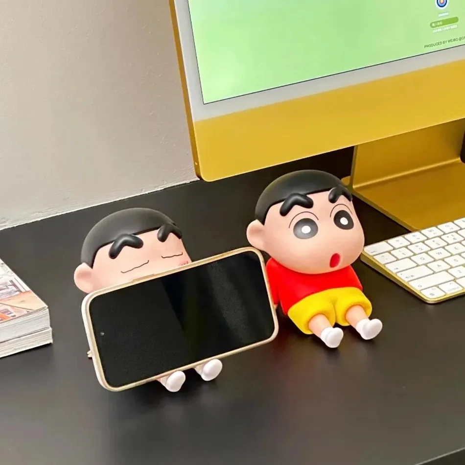 2 pçs novo anime lápis shin-chan boozchan q versão kawaii figura modelo brinquedos boneca suporte do telefone móvel coletar ornamentos presentes