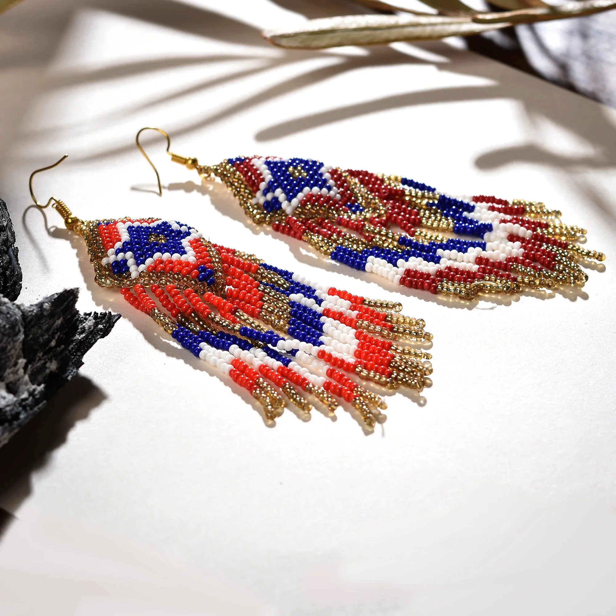 2025 brincos de contas artesanais estrela de cinco pontas bohemia borlas tecelagem manual cor gradiente brincos de contas para mulheres