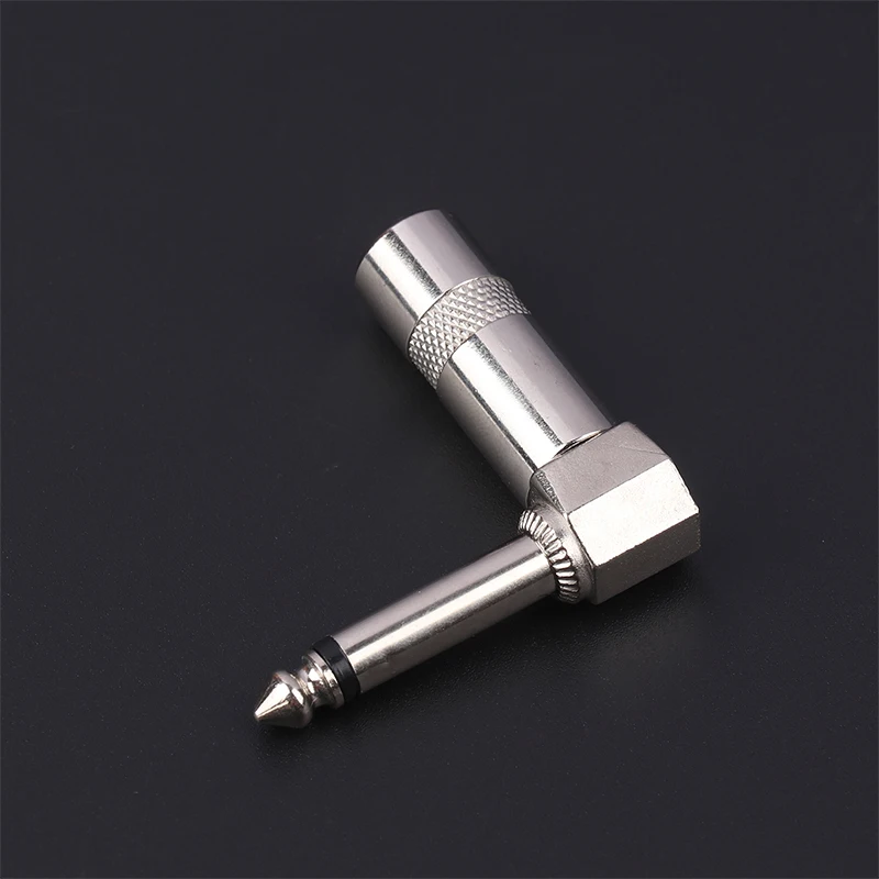 Metal 6.35mm Plug Right Angle Male Mono Plug L-Shape Audio Connector For Guitar Audio 1/4