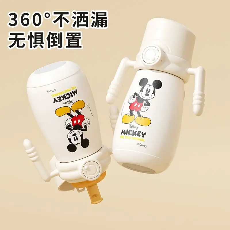Disney Mickey การ์ตูนน่ารักสแตนเลส THERMOS ถ้วยสร้างสรรค์อะนิเมะอุปกรณ์ต่อพ่วง Kawaii ที่ถอดออกได้เด็กฟางถ้วยน้ํา