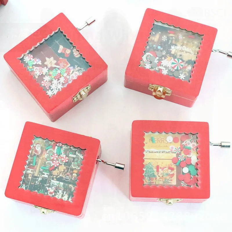 Hand-Cranked Wooden Music Box Creative Artistic Style Christmas Gift - Personalized Type A/B/C/D Options Available