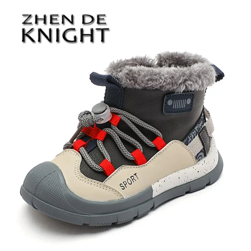 New Children Snow Boots Trendy All-match Kid Winter Thick Bottom Cotton Shoe Mid Top Warm Girl Boy Anti-slip Wear-resistant Boot