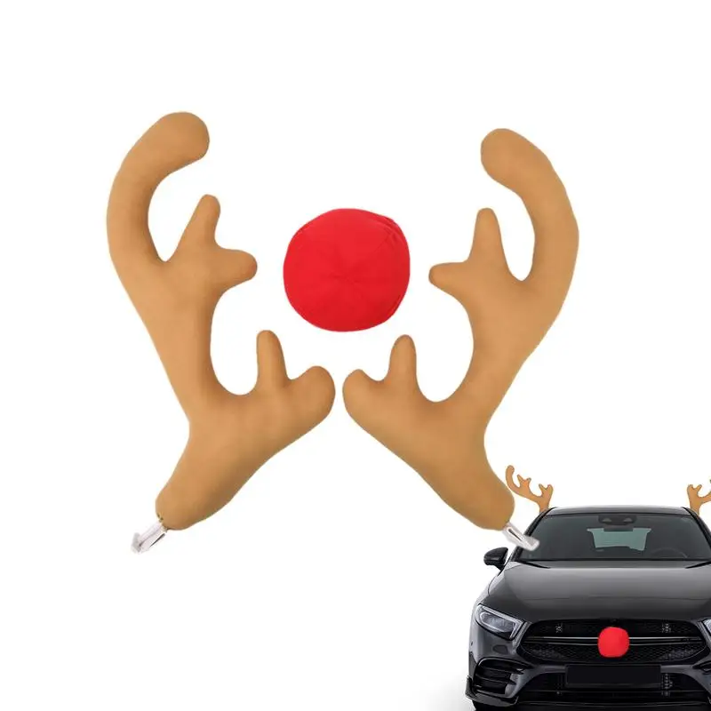 Christmas Antler Car Decorations Reindeer Antlers & Nose Christmas Decor Reindeer Car Kit Christmas Car Decorations Fits