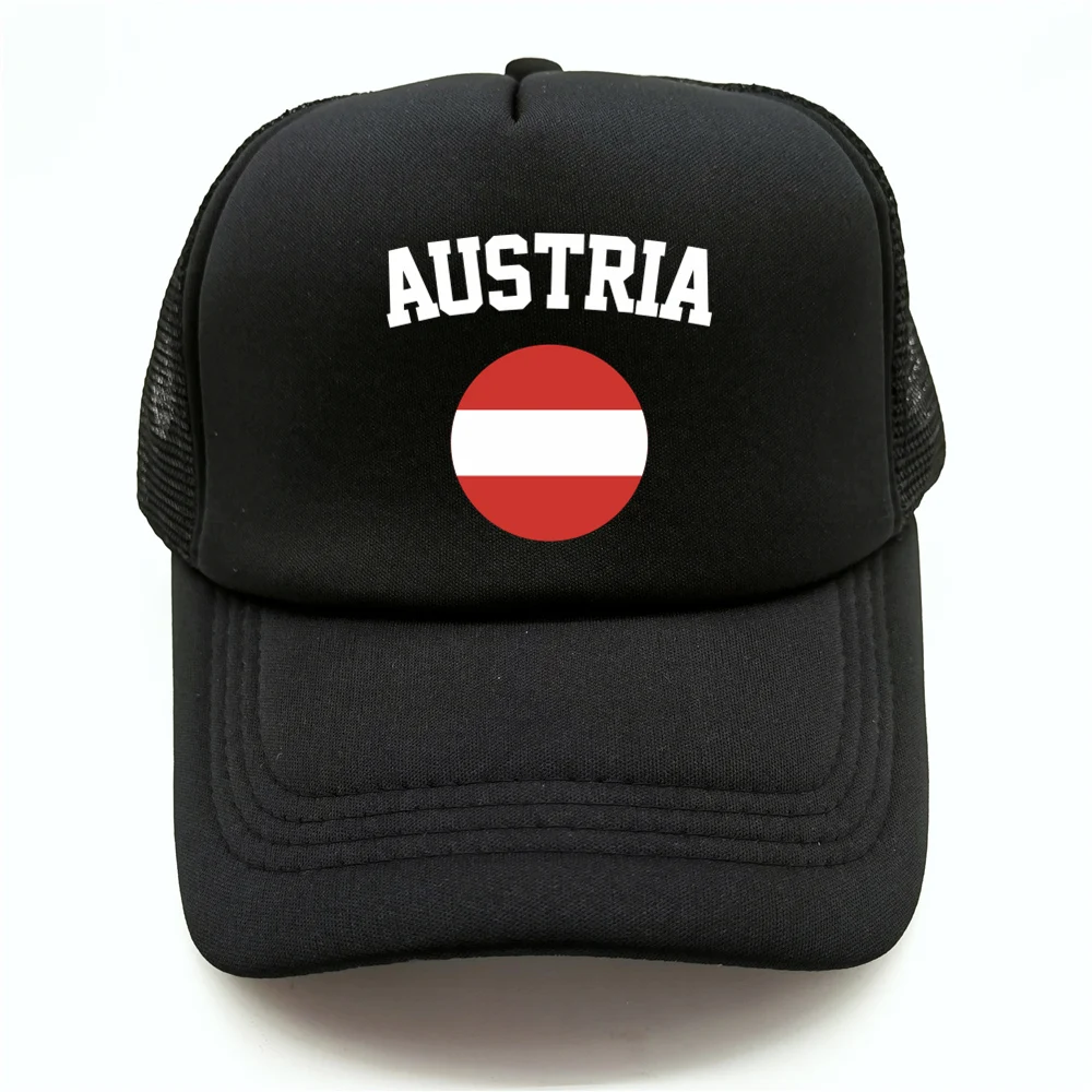 Austria Flag Trucker Hat Women Men Austrian Fans Gift Baseball Caps Summer Breathable Mesh Net Snapback Hats