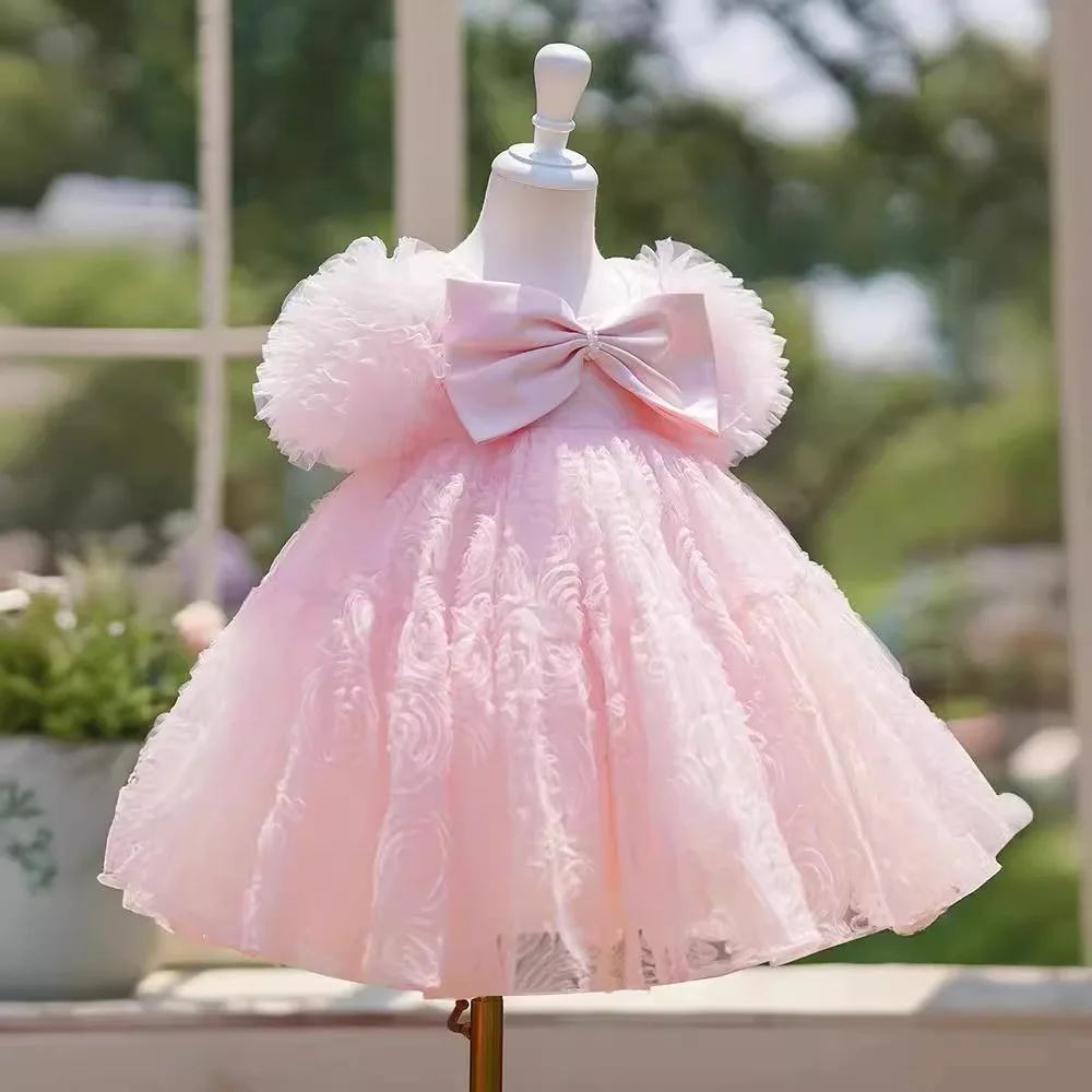 Summer Gown Baby Dresses First Birthday Flower Toddler Girl Clothes ChildrenTulle Girl Kid\'s Dress For Party ceremonial dress