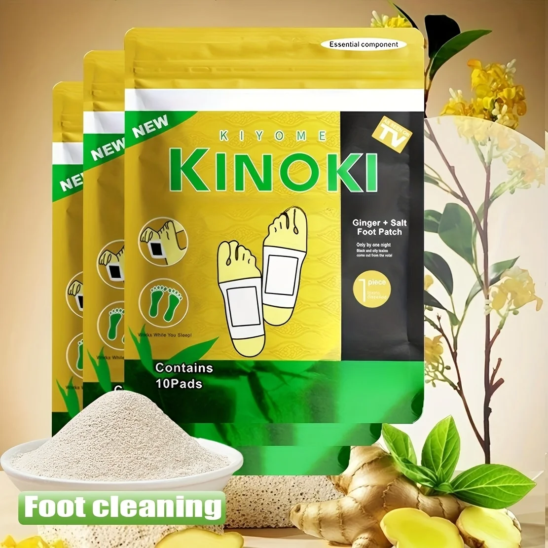 30 Deep Cleaning Care Foot Pads,Natural Bamboo Vinegar Ginger Powder Foot Pads,Foot Massage Pads After Foot Bath - Portable Foot