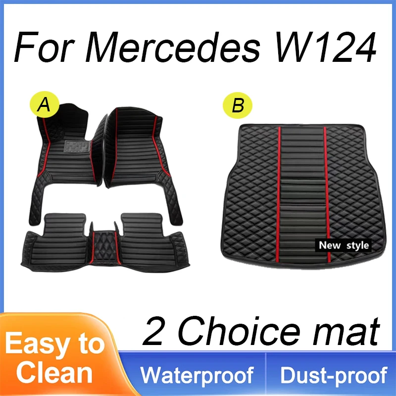 Custom Automotive Car Floor Mats For Mercedes W124 1985 1986 1987 1988 1989 Auto Luxury Leather Men Women Car Mats Full Coverage