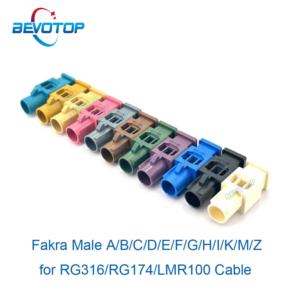 10PCS/LOT Long Fakra Male Code A B C D E F G H I K M Z Plug 50Ohm RF Coaxial Connectors for RG316 RG174 LMR100 Cable BEVOTOP