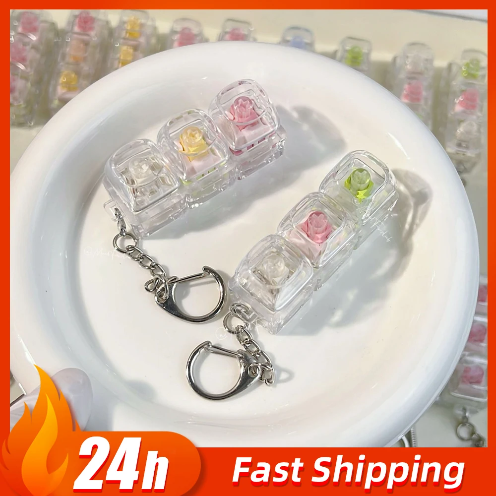 

Cute Mechanical Keyboard Keychain Acrylic Switch Tester Keychain portable stress relief desk toy Gamer Bag Charm Gift for Lovers