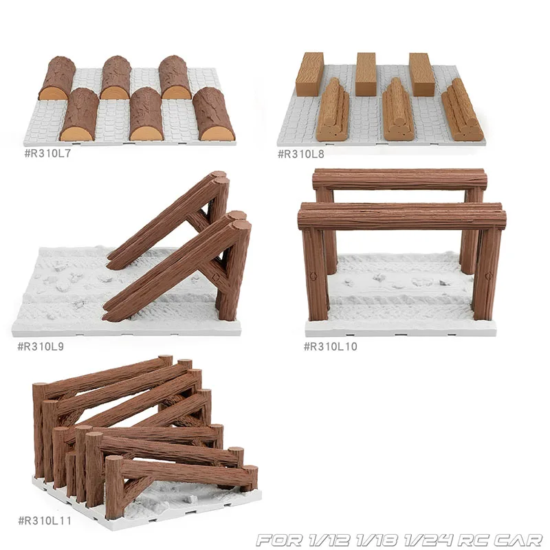 Simulated Wooden Pile Roadblocks Track Climbing Car Obstacles Unlimited Splicing for 1/10 1/12 1/18 1/24 RC Crawler Car Traxxas view 2