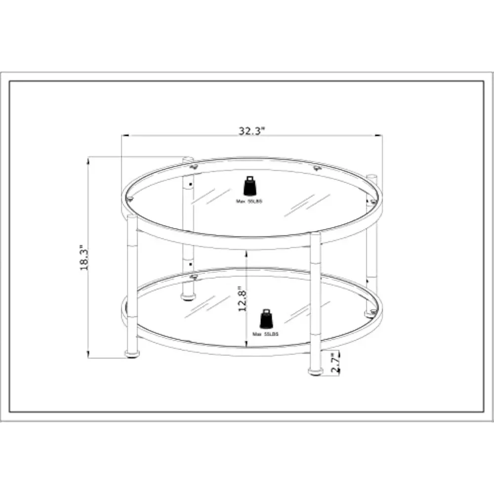 Glazen Salontafel-Ronde Salontafels Met Metalen Frame-Moderne Theetafel Voor Woonkamer Chroom