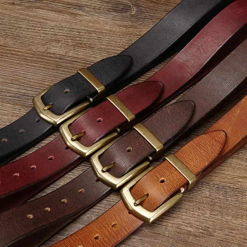 American Ami Kaji Thickened Retro Vegetable Tanned First Layer Cowhide Belt Men's Genuine Leather Pin Buckle Belt Men's