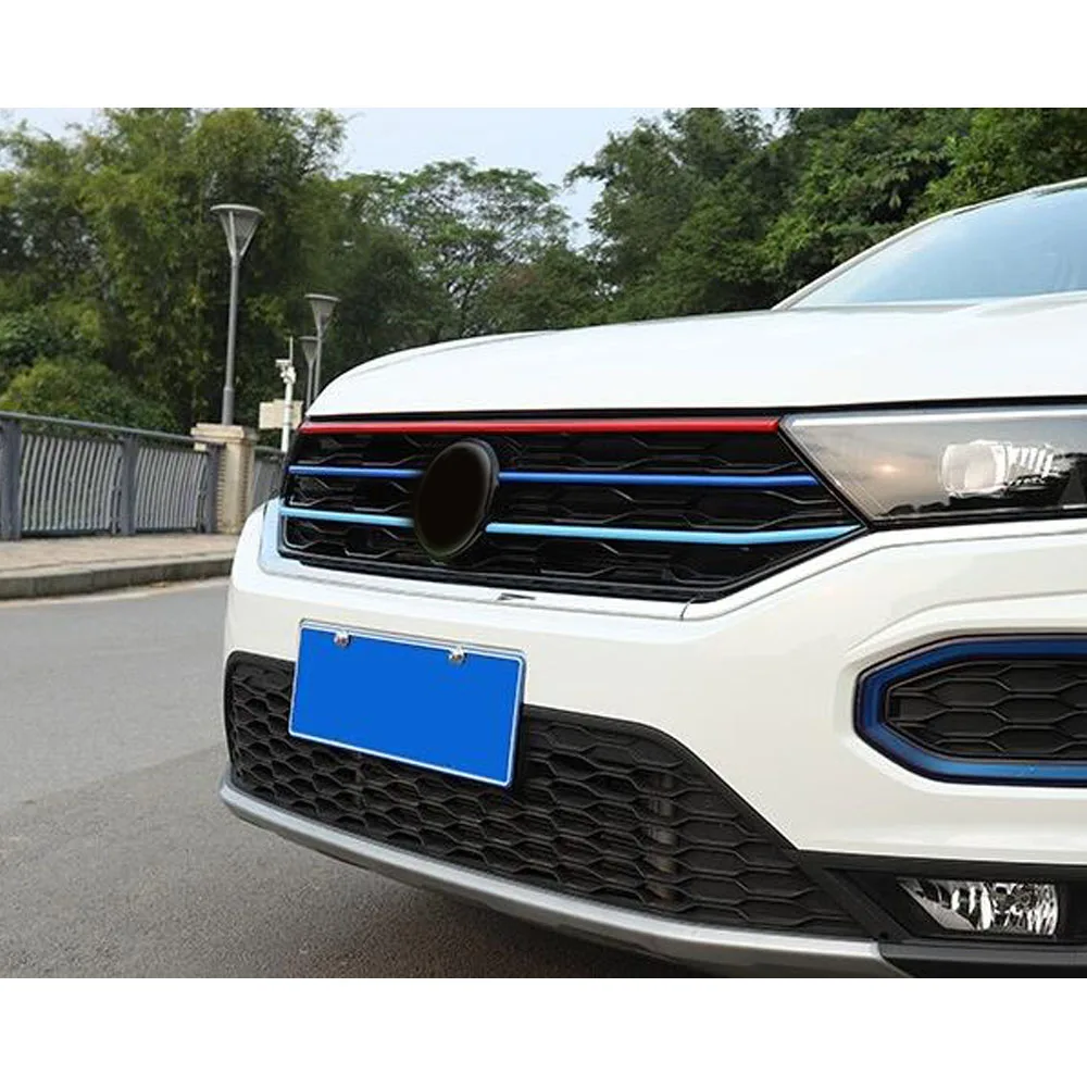 Car Body Protection Detector Tricolor Front Up Grid Grill Grille Panel For Volkswagen VW T-ROC TROC 2017 2018 2019 2020 2021