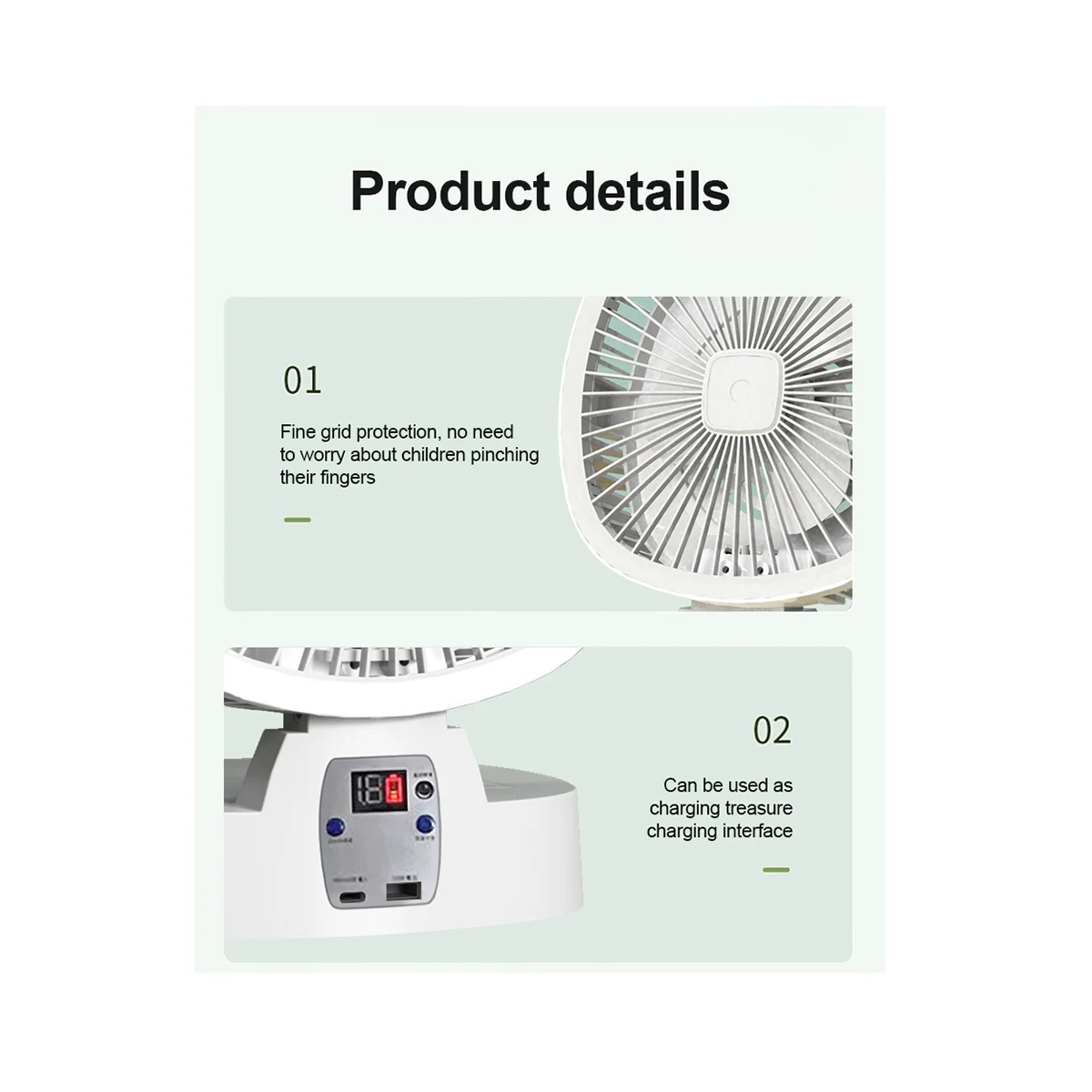 مروحة التخييم في الهواء الطلق تعمل بالطاقة الشمسية، مروحة كهربائية محمولة لسطح المكتب، 3 سرعات مع جهاز تحكم عن بعد - لها