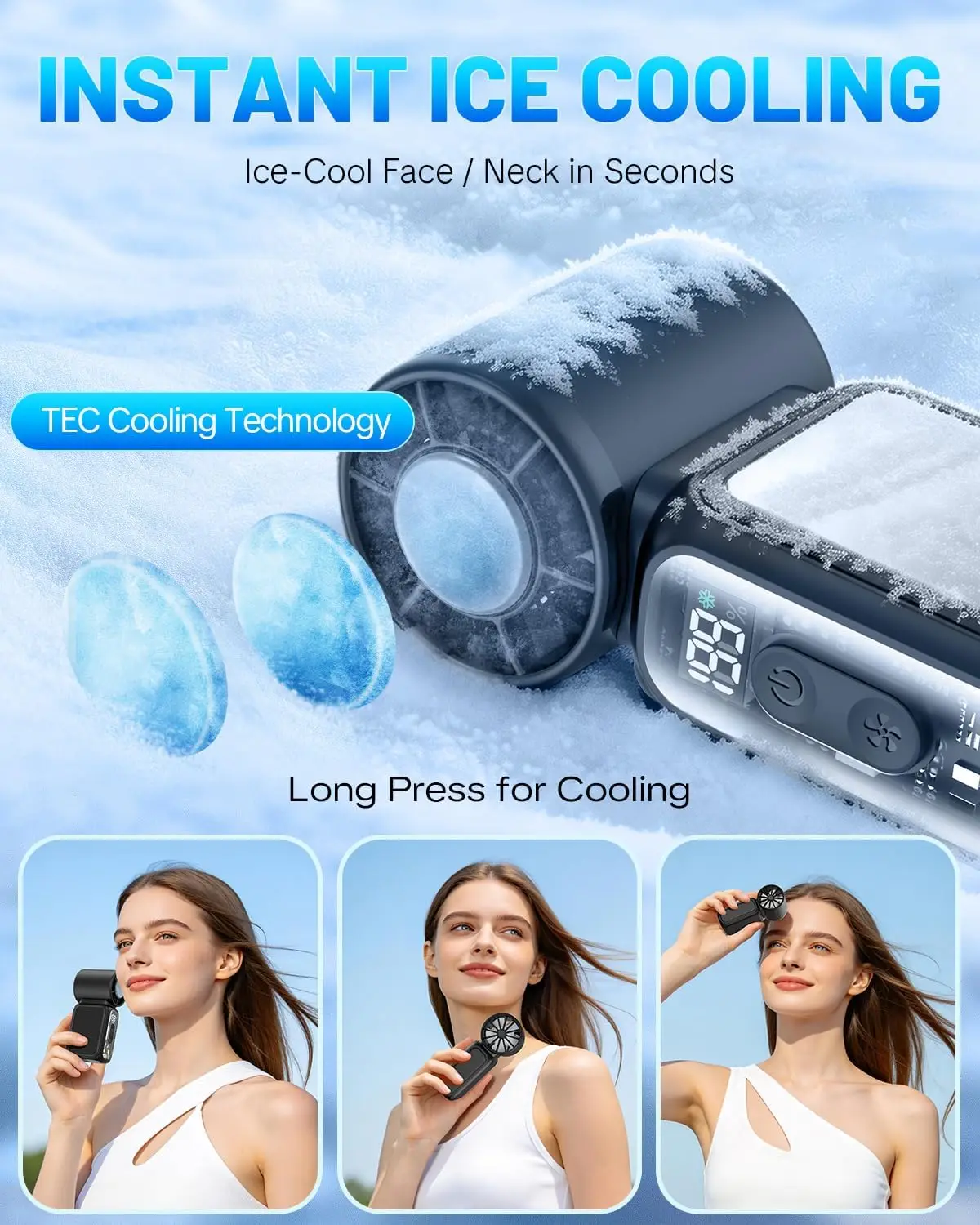 

Portable Handheld Mini Fan With Semiconductor Cooling,Speed (1-199) Personal Turbo Fan 4300mAh Rechargeable,Powerful 20000