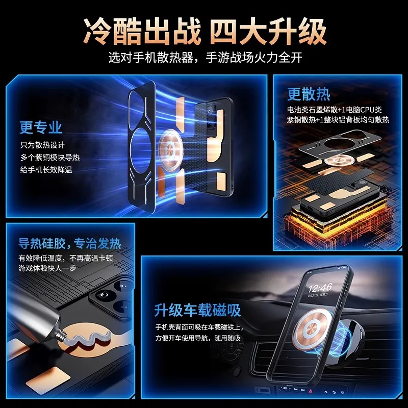 Grafenowe etui chłodzące do Xiaomi 15 Ultra 14 Ultra 12 12X 12S 13 Pro Etui ze stopu aluminium Rozpraszanie ciepła Czerwona miedziana metalowa osłona — zdjęcie produktu 2