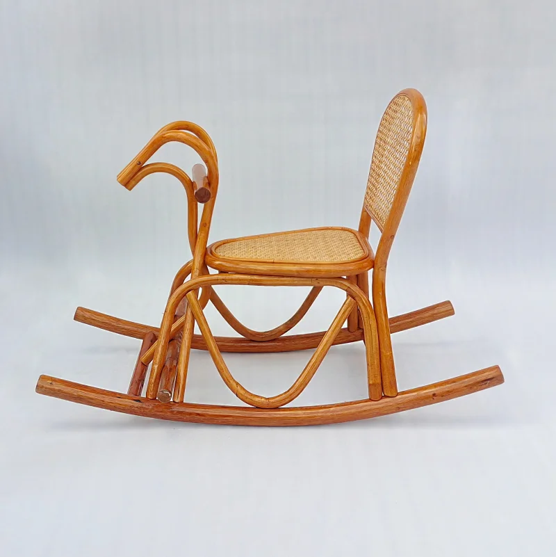 Small chair back, rattan chair, single adult, adult, children, home rocking horse, natural real rattan weaving, Chinese low stoo