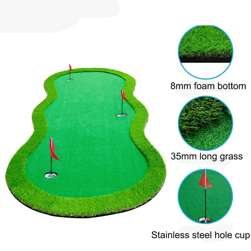 PGM 3 Holes Indoor Golf Putting Green 120x300cm Indoor Outdoor Training Putter Mat Practice Putting Green for Home Use