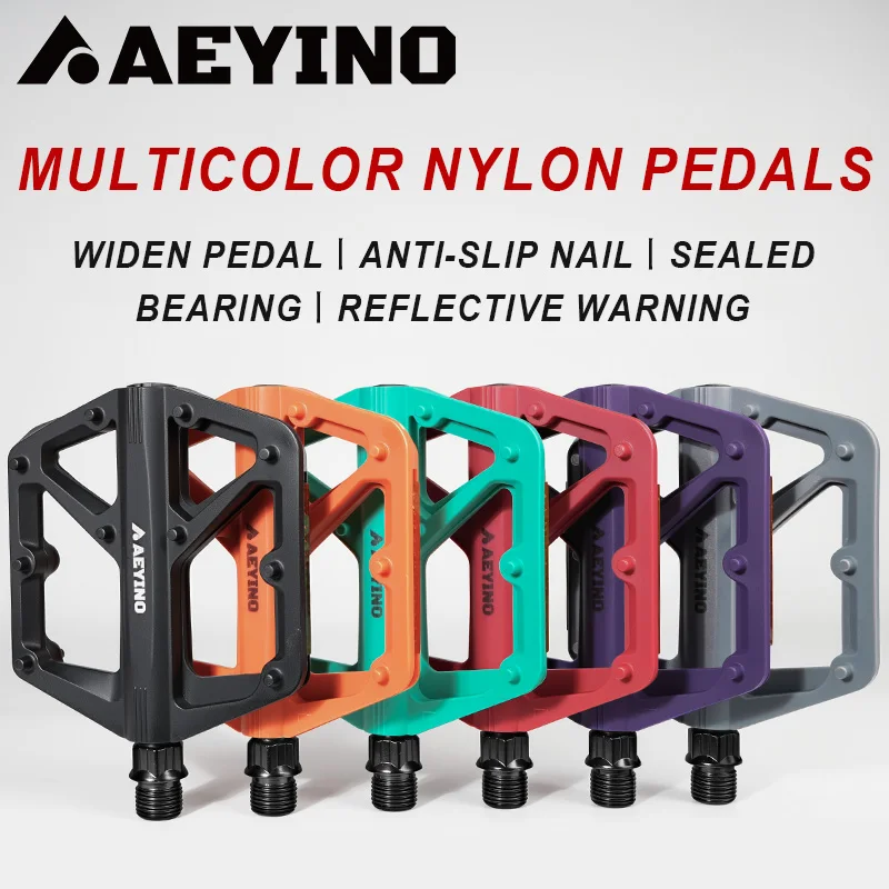 AliExpress NONE AEYINO Bike Widen Flat Pedals Anti-slip Mountain Road Bicycle Pedals Nylon Ultralight Platform Pedals DU Bearing Cycling Parts