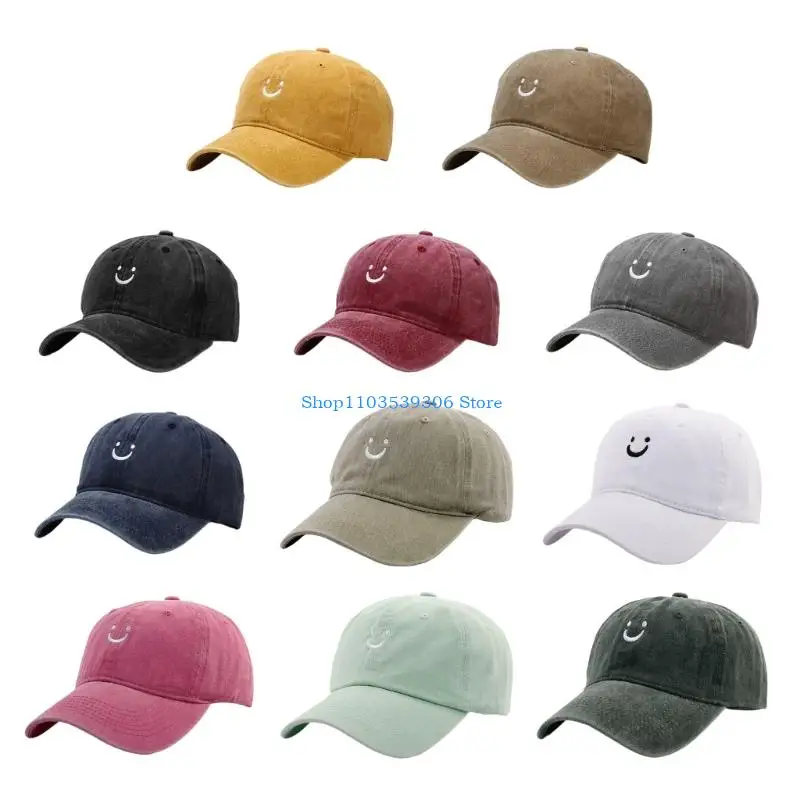 Casquette en coton avec sourire à mode 400A, ajustement réglable pour hommes femmes, activités loisirs en plein air