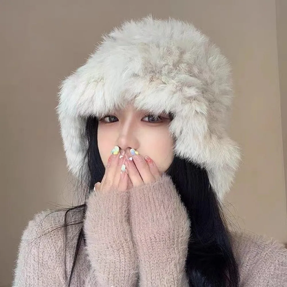 1pc New Autumn and Winter Thickened Cold-proof Cloud Hat, Face- Ear Protection Warm Hat, Suitable for Holiday Atmosphere Rabbit