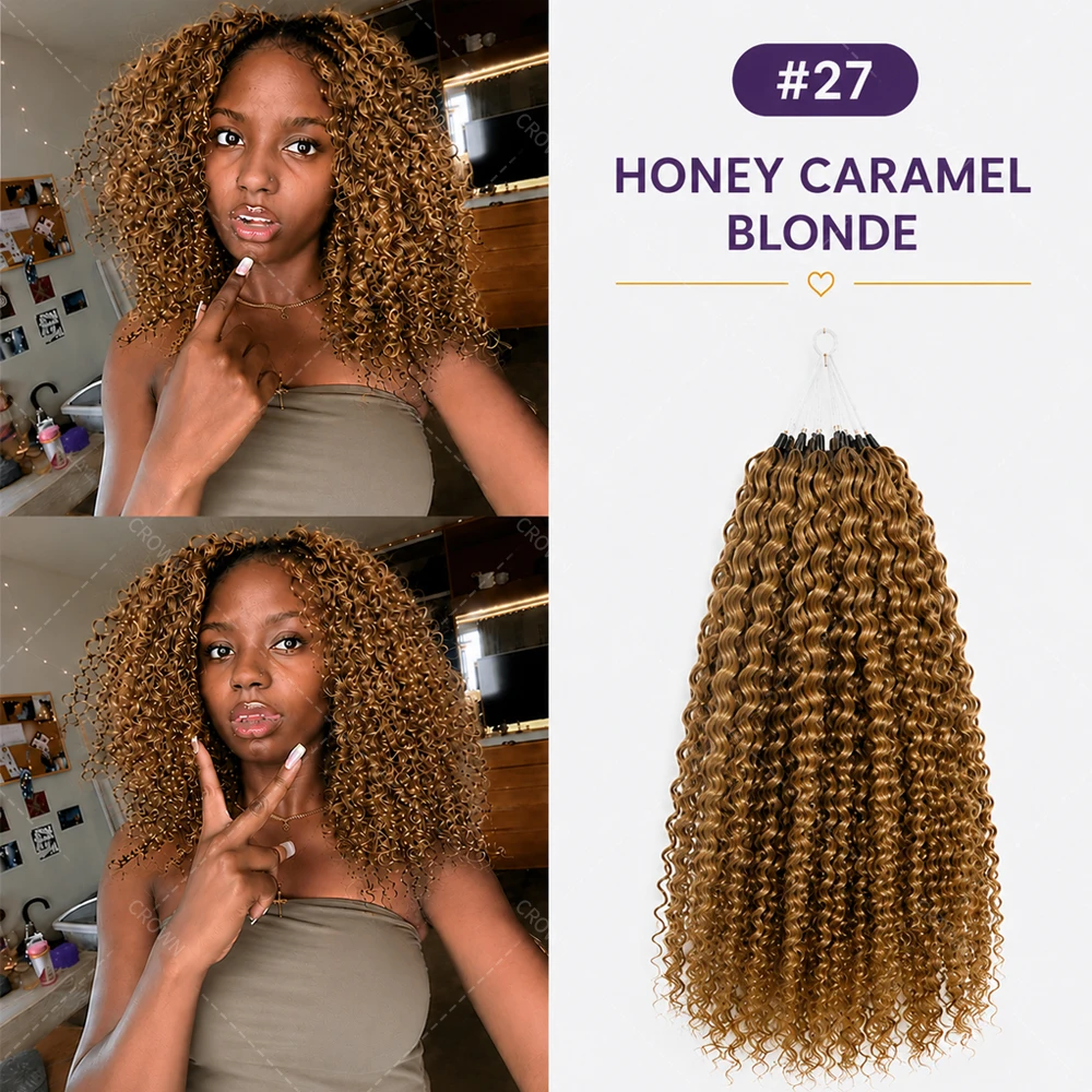 Afro Kinky Curly Miracle Knots Crochet Human Hair Bundles Burmese Virgin #27 Honey Blonde Soft Lightweight For Women Boho Style