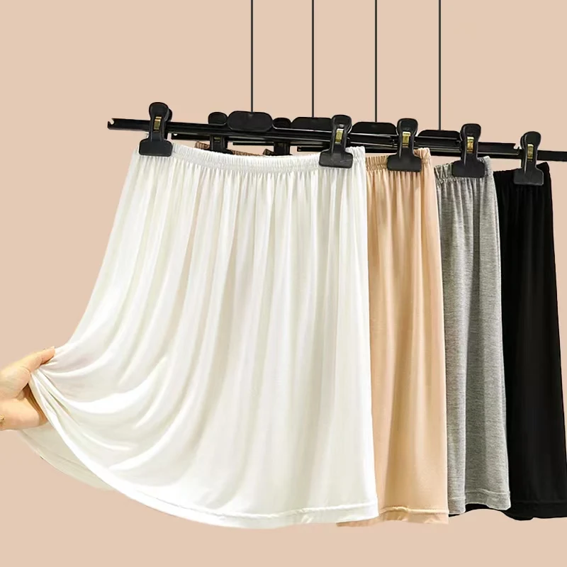 Modal Half Skirt Women's Spring Summer Thin Pure Color Inner Dress Short Skirt Inner Protection against Light Safety Skirt