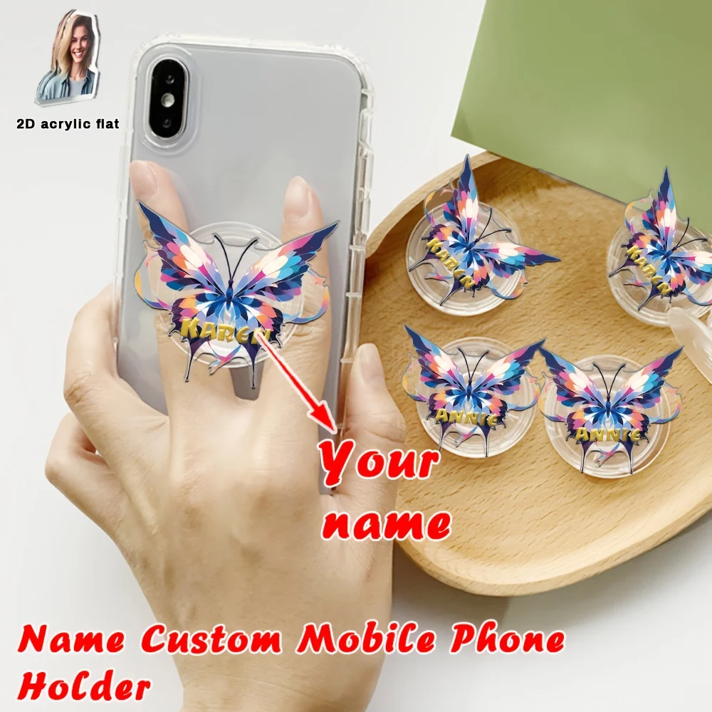 1pc/3pcs The customized acrylic phone stand is in the shape of a butterfly and can be personalized with your own name or preferr