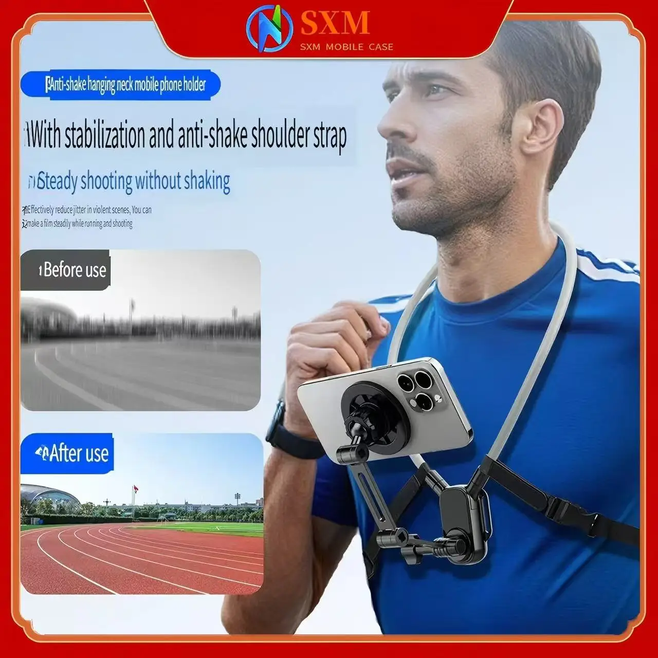 

Mobile phone magnetic halterneck holder travel fishing cycling first-person perspective fixed chest camera anti-shake device